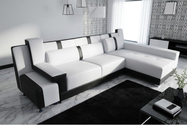 Eck Sofa Couch Polster Eck Sitz Garnitur Wohnlandschaft Beleuchtet L Form Leder