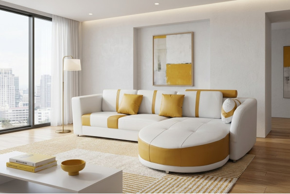 Leder Eck Sofa Couch Polster Sitz Wohn Modern Design Möbel Garnitur