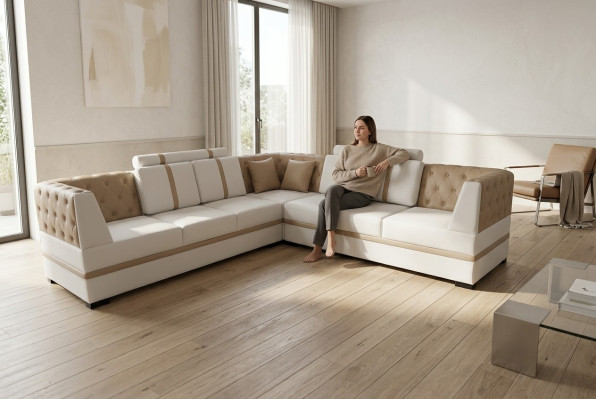 Ledersofa Couch Wohnlandschaft Eck Garnitur Design Modern Sofa A1128