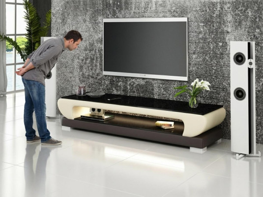 RTV TV Sideboard LederTisch Designer Glas Tisch Fernseh Schrank Neu Modern