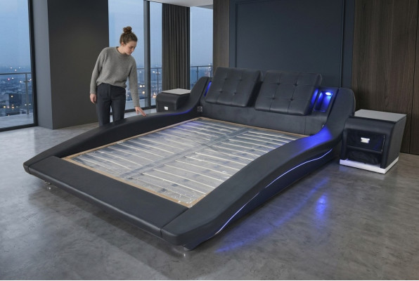 Luxus Leder Design Polster Betten Doppel Modernes Bett Ehe Exclusiv 180x200 cm