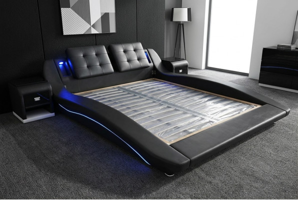 Luxus Leder Design Polster Betten Doppel Modernes Bett Ehe Exclusiv 180x200 cm