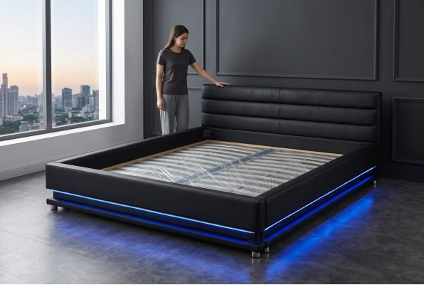 Luxus Leder Design Polster Betten Doppel Modernes 140/160/180/200 Bett