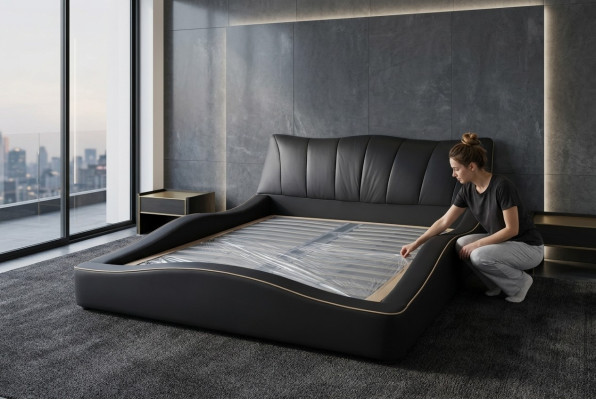Luxus Design Leder Polster Hotel Bett Rahmen Gestell Moderne Betten Gepolstert
