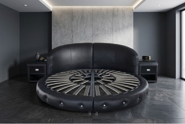 Rund Luxus Leder Design Polster Betten Doppel Modernes Rundes Bett