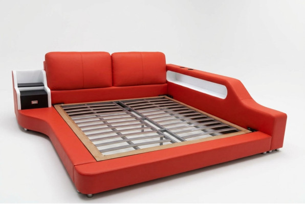 Doppel Luxus Design Leder Bett Polster Betten Moderne Hotel Multifunktion