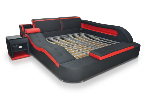 Doppel Luxus Design Leder Bett Polster Betten Moderne Hotel Multifunktion
