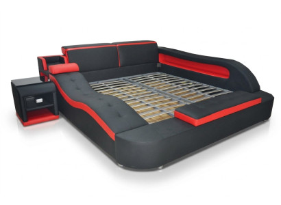 Doppel Luxus Design Leder Bett Polster Betten Moderne Hotel Multifunktion