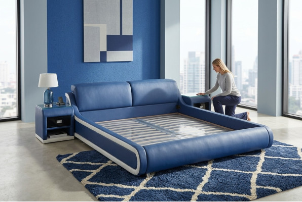 Doppel Luxus Design Leder Bett Polster Hotel Betten Moderne Multifunktion