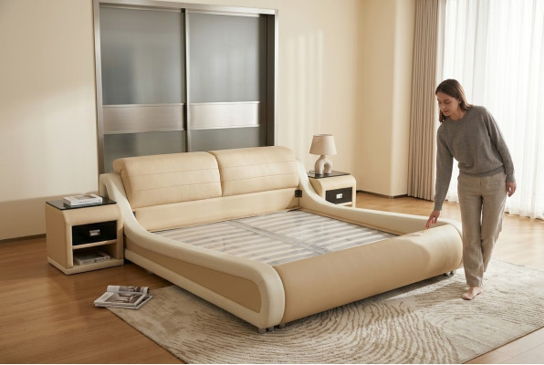 Doppel Luxus Design Leder Bett Hotel Polster Betten Moderne Multifunktion