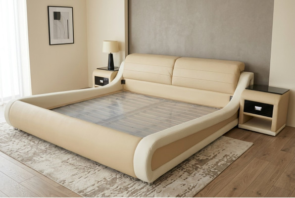 Doppel Luxus Design Leder Bett Hotel Polster Betten Moderne Multifunktion