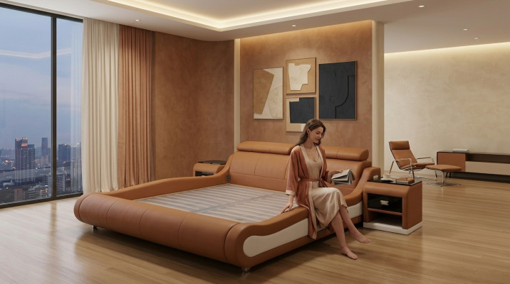 Design Luxus Bett Polster Ehe Hotel Moderne Betten Leder 140/160/180/200 cm