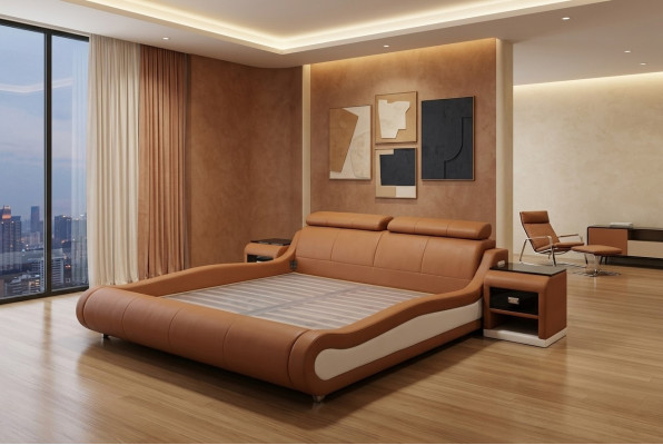 Design Luxus Bett Polster Ehe Hotel Moderne Betten Leder 140/160/180/200 cm