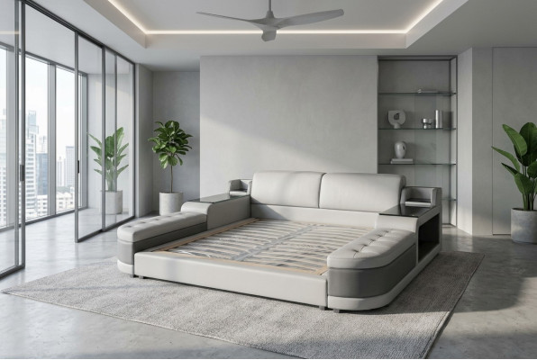 Design Luxus Bett Polster Ehe Hotel Moderne Betten Leder 140/160/180/200 LB8820