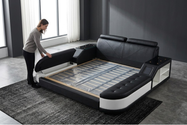 Design Luxus Bett Leder Polster Ehe Moderne Hotel Betten 140/160/180/200