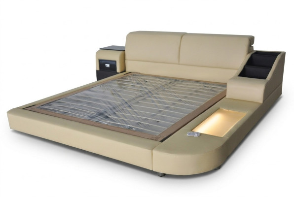 Exclusives Mehrzweck Doppel Betten Hotel Ehe Polster Leder Design Bett Luxus Neu