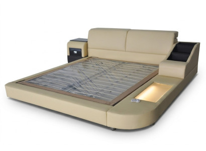 Exclusives Mehrzweck Doppel Betten Hotel Ehe Polster Leder Design Bett Luxus Neu