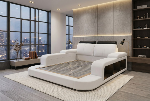 Luxus Leder Design Polster Betten Modernes Doppel 140/160/180/200 Bett