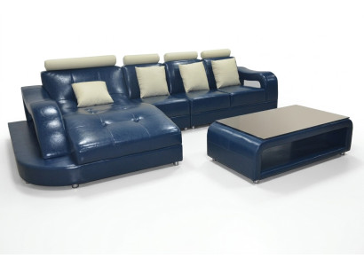 Ledersofa Couch Wohnlandschaft Eck Garnitur Design Modern Sofa L-Form