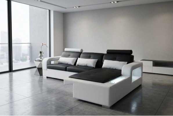 Ledersofa Couch Wohnlandschaft Eck Garnitur Design Modern Sofa Deko L-Form