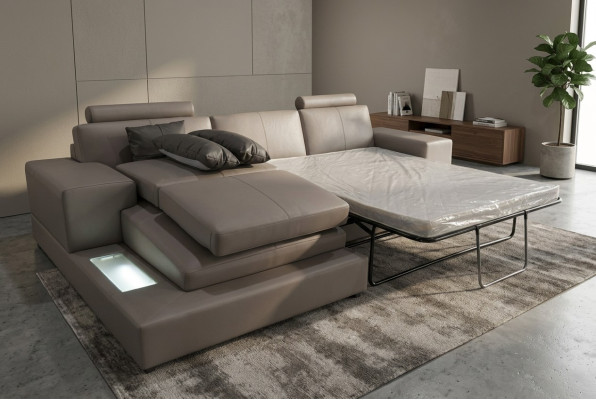 Leder Couch Wohnlandschaft Eck Garnitur Design Modern Sofa L-Form