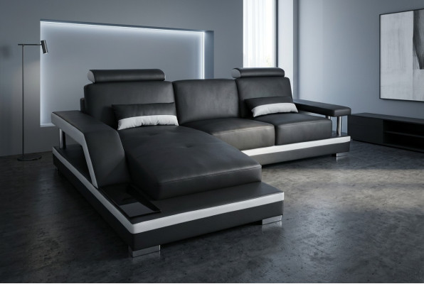 Ledersofa Wohnlandschaft Eck Garnitur Design Modern Sofa L-Form