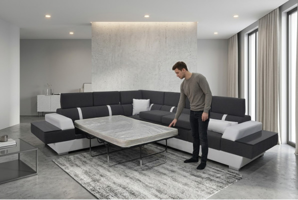 Ledersofa Couch Wohnlandschaft Eck Garnitur Design Modern Sofa L-Form K5015D