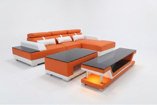 Ledersofa Wohnlandschaft Eck Garnitur Design Modern Sofa L-Form Chaise
