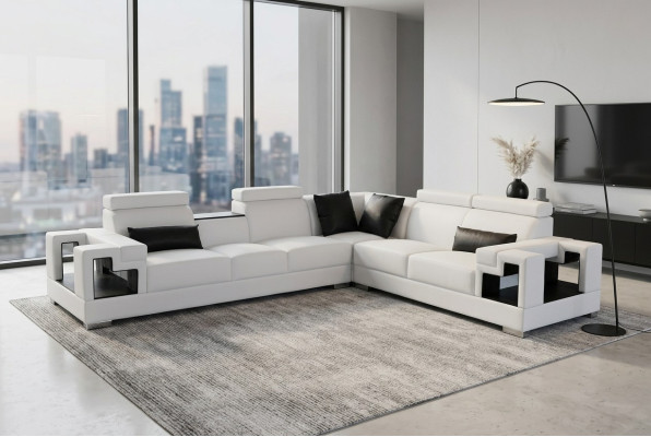 Ledersofa Couch Wohnlandschaft Eck Garnitur Design Modern Sofa L-Form K5001