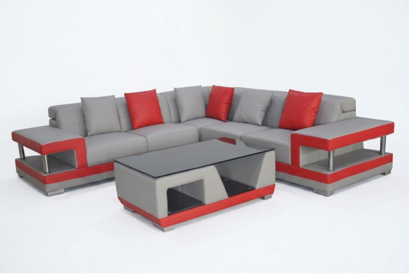 Ledersofa Couch Wohnlandschaft Eck Garnitur Deko Design Modern Sofa L-Form