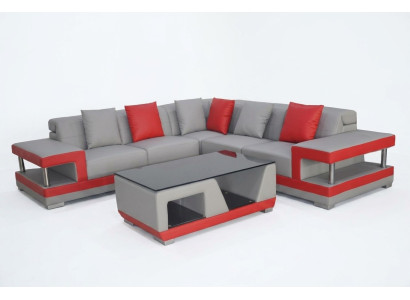 Ledersofa Couch Wohnlandschaft Eck Garnitur Deko Design Modern Sofa L-Form