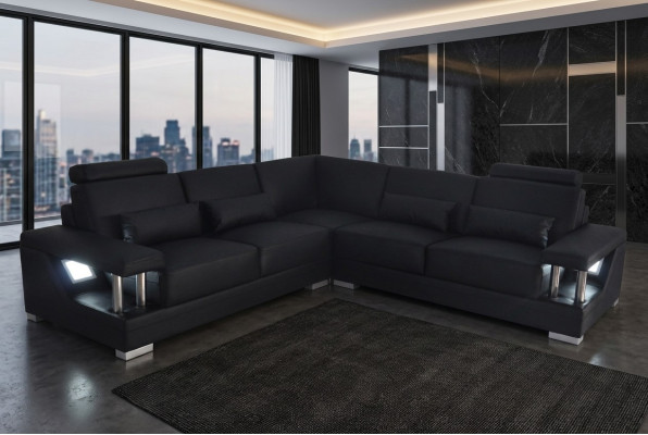 Ledersofa Couch Wohnlandschaft Eck Deko Garnitur Design Modern Sofa L-Form