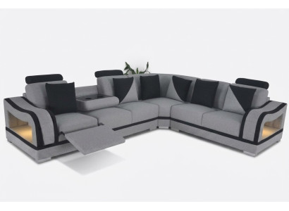 Ledersofa Couch Wohnlandschaft Garnitur Design Modern Ecke Sofa L-Form