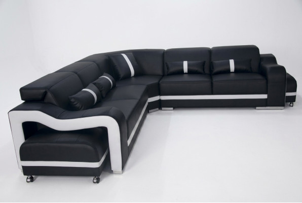 Ledersofa Couch Wohnlandschaft Garnitur Modern Design Ecke Sofa L-Form
