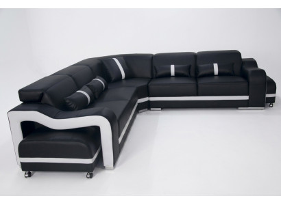 Ledersofa Couch Wohnlandschaft Garnitur Modern Design Ecke Sofa L-Form