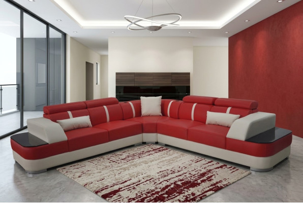 Leder Sofa Wohnlandschaft Garnitur Design Modern Ecke Sofas Luxus L-Form G8026B