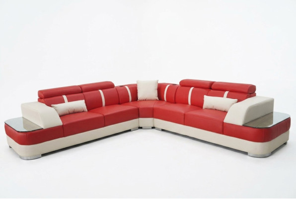 Leder Sofa Wohnlandschaft Garnitur Design Modern Ecke Sofas Luxus L-Form G8026B