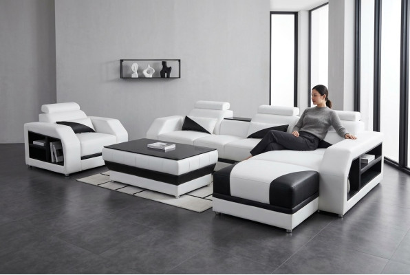 Leder Eck Sofa Garnitur Sofas Couchen Polster Wohnlandschaft Sessel Ecke