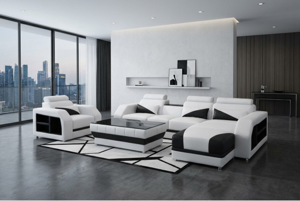 Leder Eck Sofa Garnitur Sofas Couchen Polster Wohnlandschaft Sessel Ecke