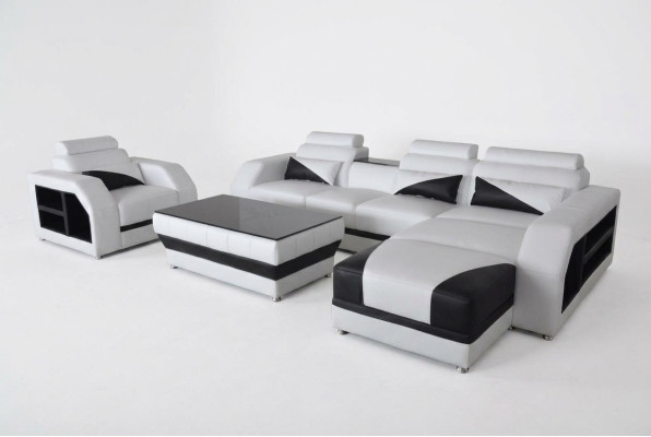 Leder Eck Sofa Garnitur Sofas Couchen Polster Wohnlandschaft Sessel Ecke