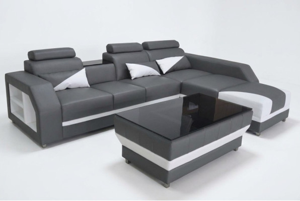 Leder Eck Sofa Couch Garnitur Ecke Sofas Couchen Polster Wohnlandschaft