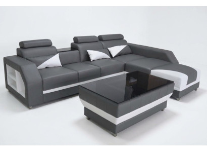 Leder Eck Sofa Couch Garnitur Ecke Sofas Couchen Polster Wohnlandschaft