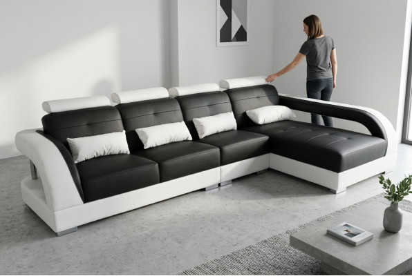 Leder Eck Sofa Couch Polster Couchen Wohnlandschaft Luxus Garnitur