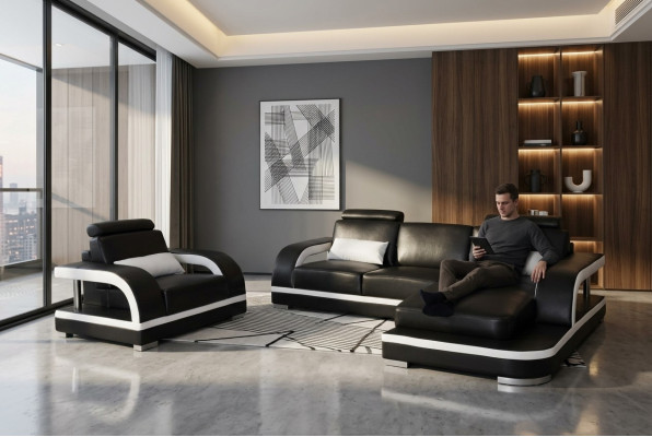 Eck Sofa Polster Couch Sitz Ecke Leder Garnitur Sessel L Form Wohnlandschaft Neu