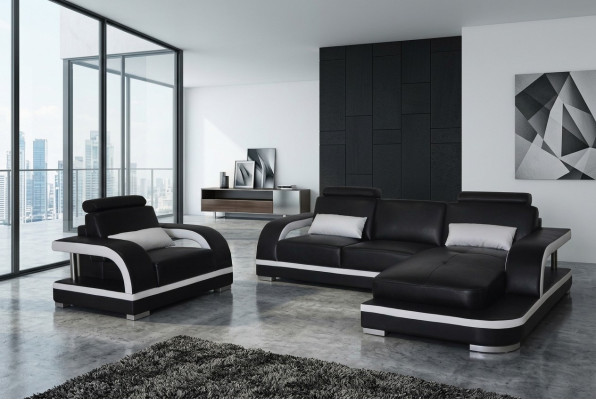 Eck Sofa Polster Couch Sitz Ecke Leder Garnitur Sessel L Form Wohnlandschaft Neu