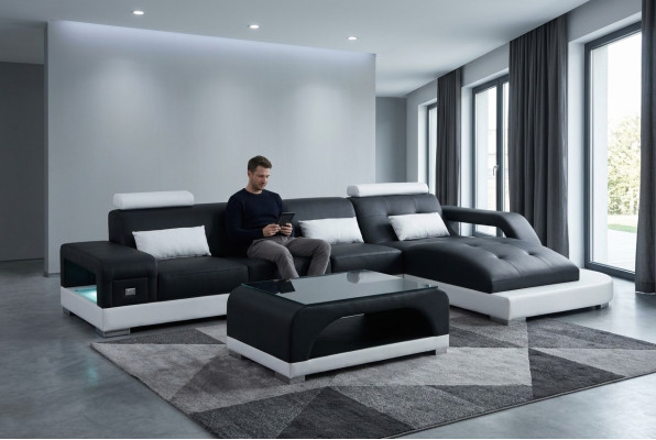Leder Eck Sofa Couch Wohnlandschaft Luxus Garnitur Ecke Sofas Couchen