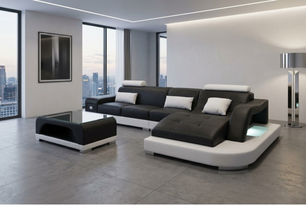 Leder Eck Sofa Couch Wohnlandschaft Luxus Garnitur Ecke Sofas Couchen