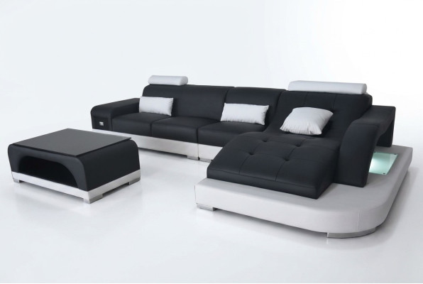 Leder Eck Sofa Couch Wohnlandschaft Luxus Garnitur Ecke Sofas Couchen