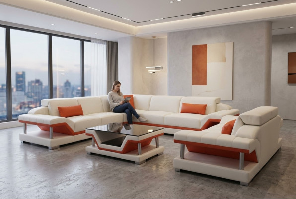 Leder Sofa Moderne Couch Wohnlandschaft 2 Sitzer Couchen Sitz Eck Tisch
