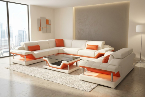 Leder Sofa Moderne Couch Wohnlandschaft 2 Sitzer Couchen Sitz Eck Tisch